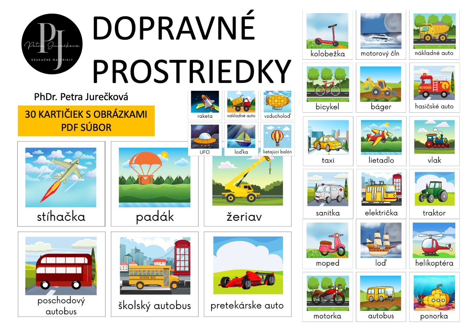 DopravnÉ Prostriedky 30 Výukových Kartičiek Slovenský Jazyk